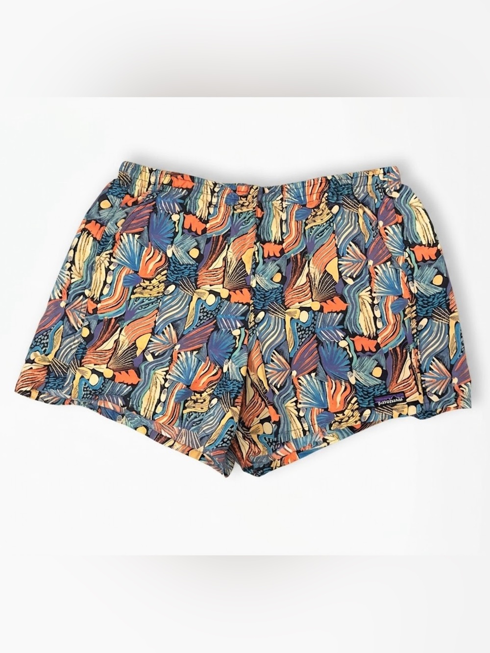Patagonia Baggies Shorts, Women’s Large, Geometric Tribal Print, Orange/Blue